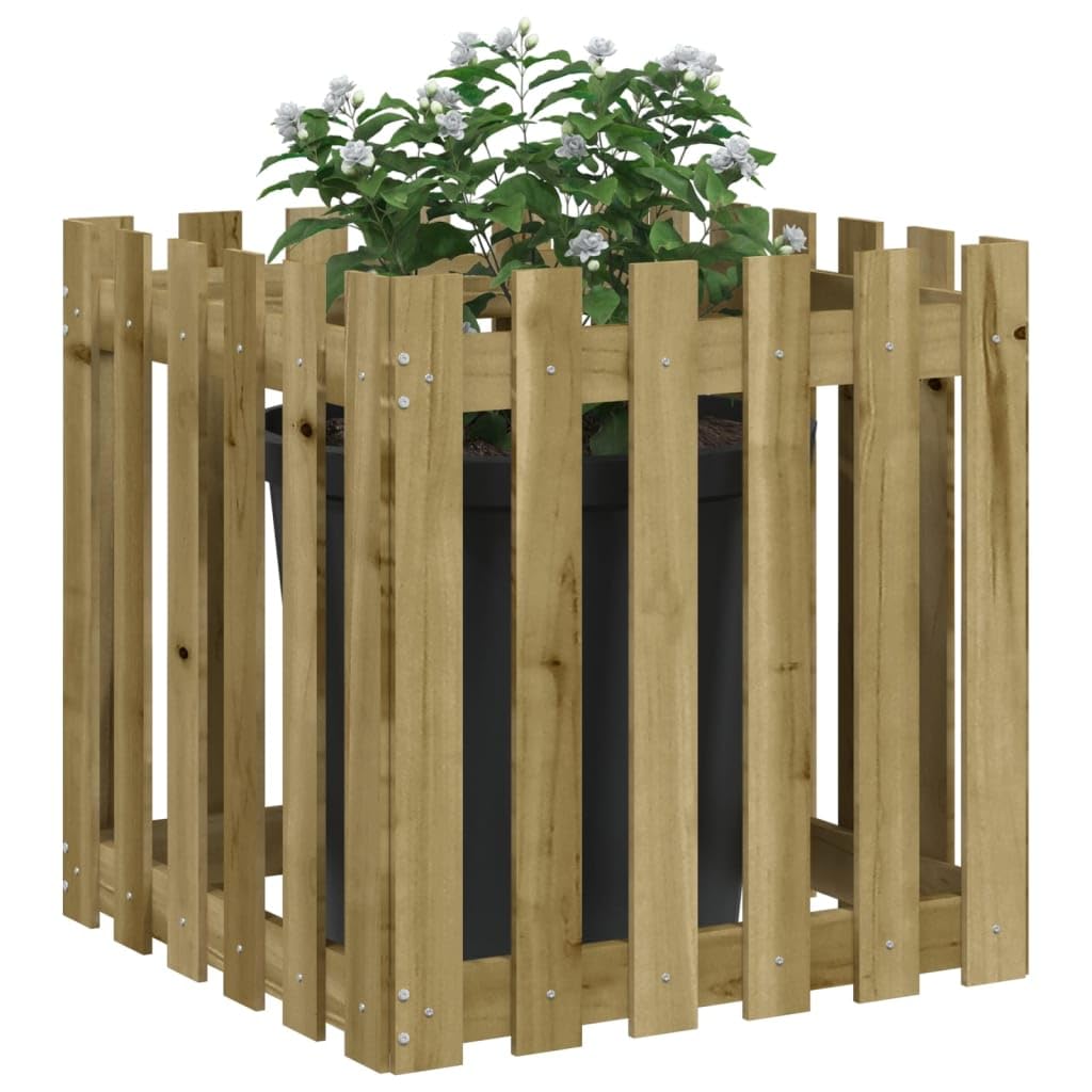 Fioriera design a doghe in legno di pino impregnato in autoclave, 60 x 60 x 60 cm, vaso da fiori resistente alle intemperie, per giardino, balcone e terrazza