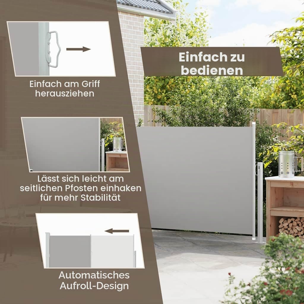 vidaXL Ausziehbare Seitenmarkise 140x314 cm Grau