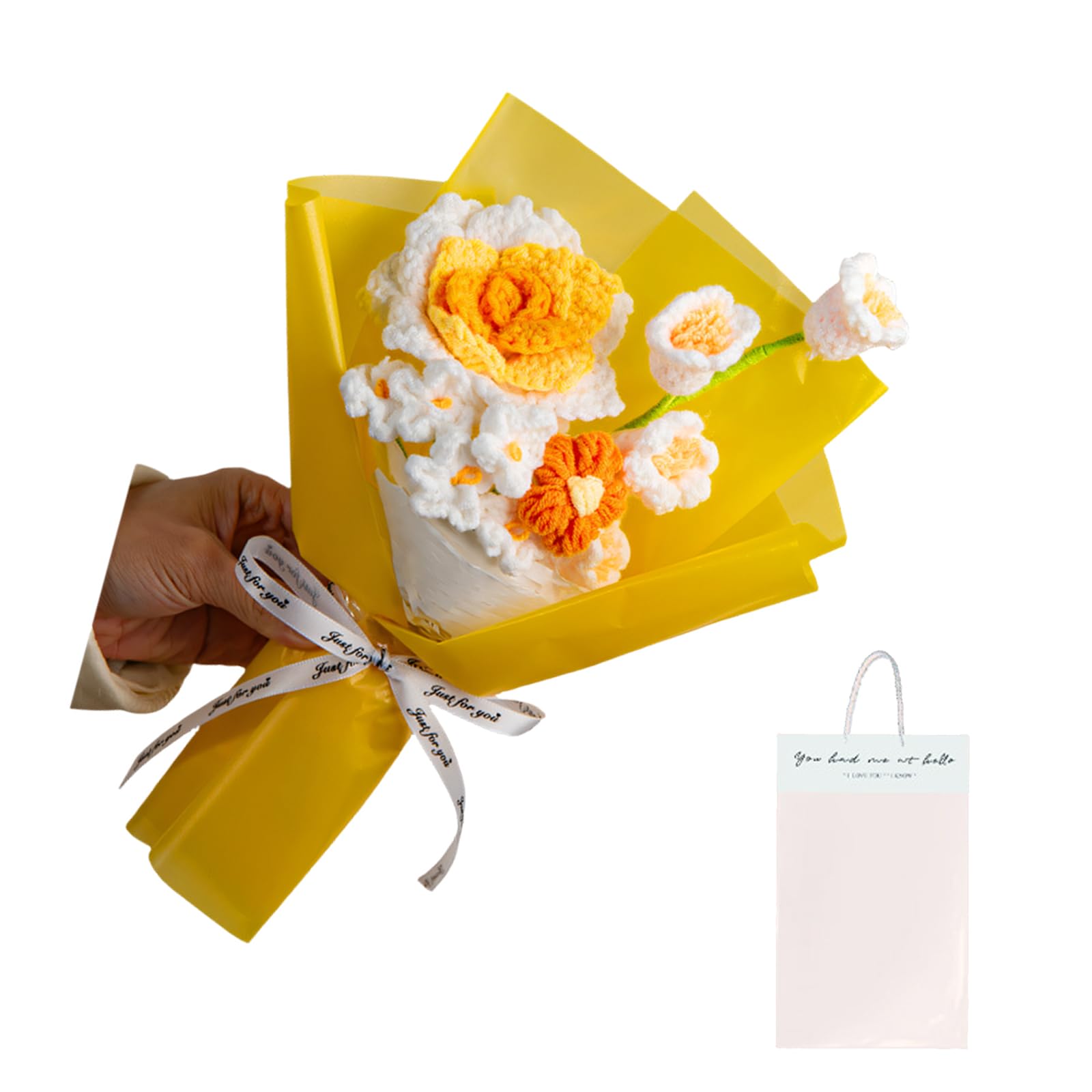 Msioytog Lovely Floral Arrangements Knitted Roses Lilies Valley Myosotis Perfect Graduation Decor Rose Lilies of the Valley