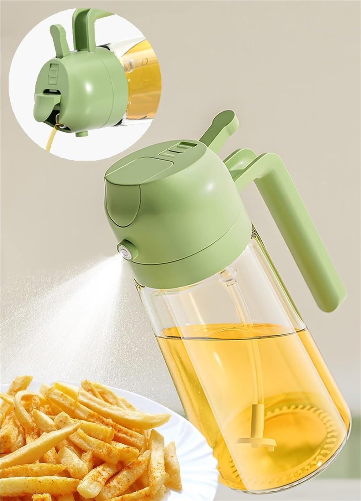 Dispensador de Aceite y Vinagre El Aceite De Oliva En Aerosol Es Adecuado For Cocinar, Freír Con Aire, Asar A La Parrilla Y Hornear Jarra de Aceite(White)