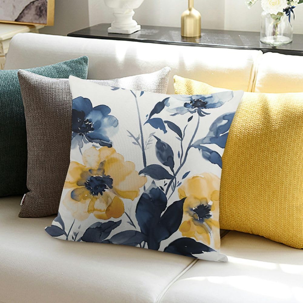 KANXLAN Decorative Throw Pillow Cover - Flowers Leaves Annabel Kidston Theme for Home Sofa Couch 18x18in
