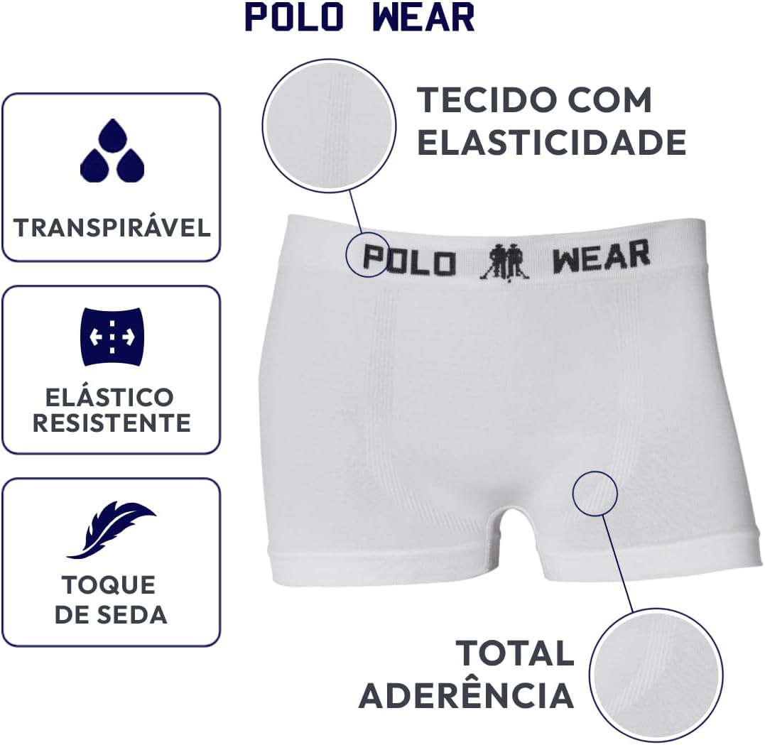 Kit 6 Cuecas Boxer Polo Wear Infantil Microfibra Sortido - Imagem 3