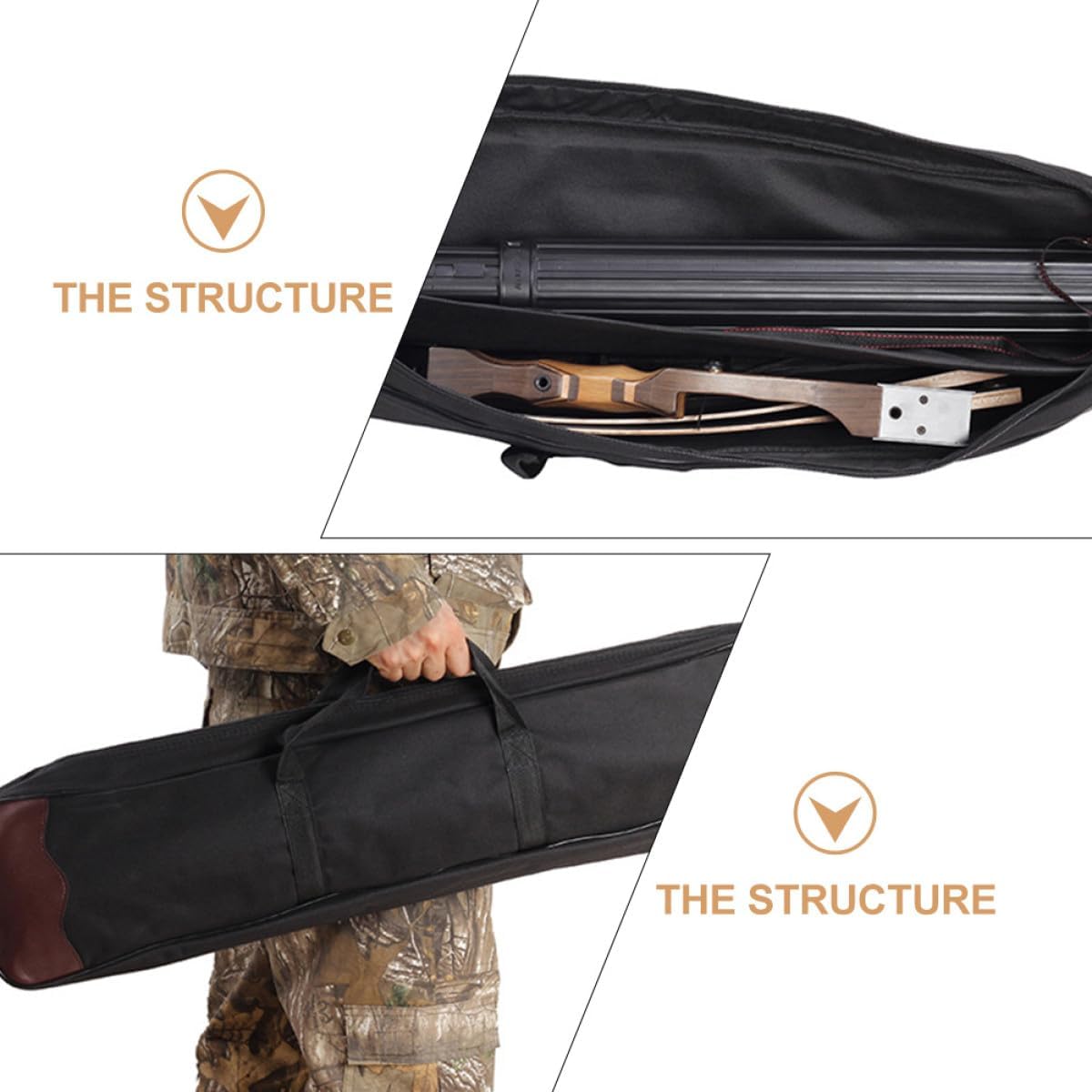 CHILDWEET Bow Carrying Bag Takedown Storage Pouch Sturdy Outdoor Archery Curved Bow Supply Case for Training and Competition