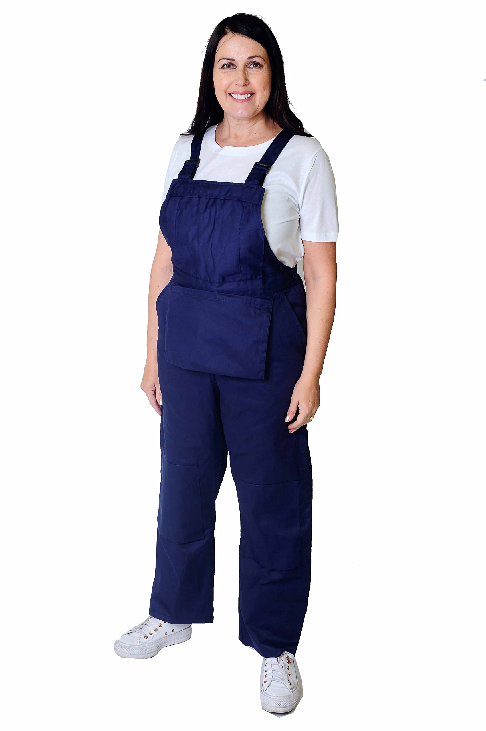 GRS Woman Ladies Bib and Brace Dungarees Coveralls Overalls, Woman Fancy Dress Overalls, Navy Blue, Small