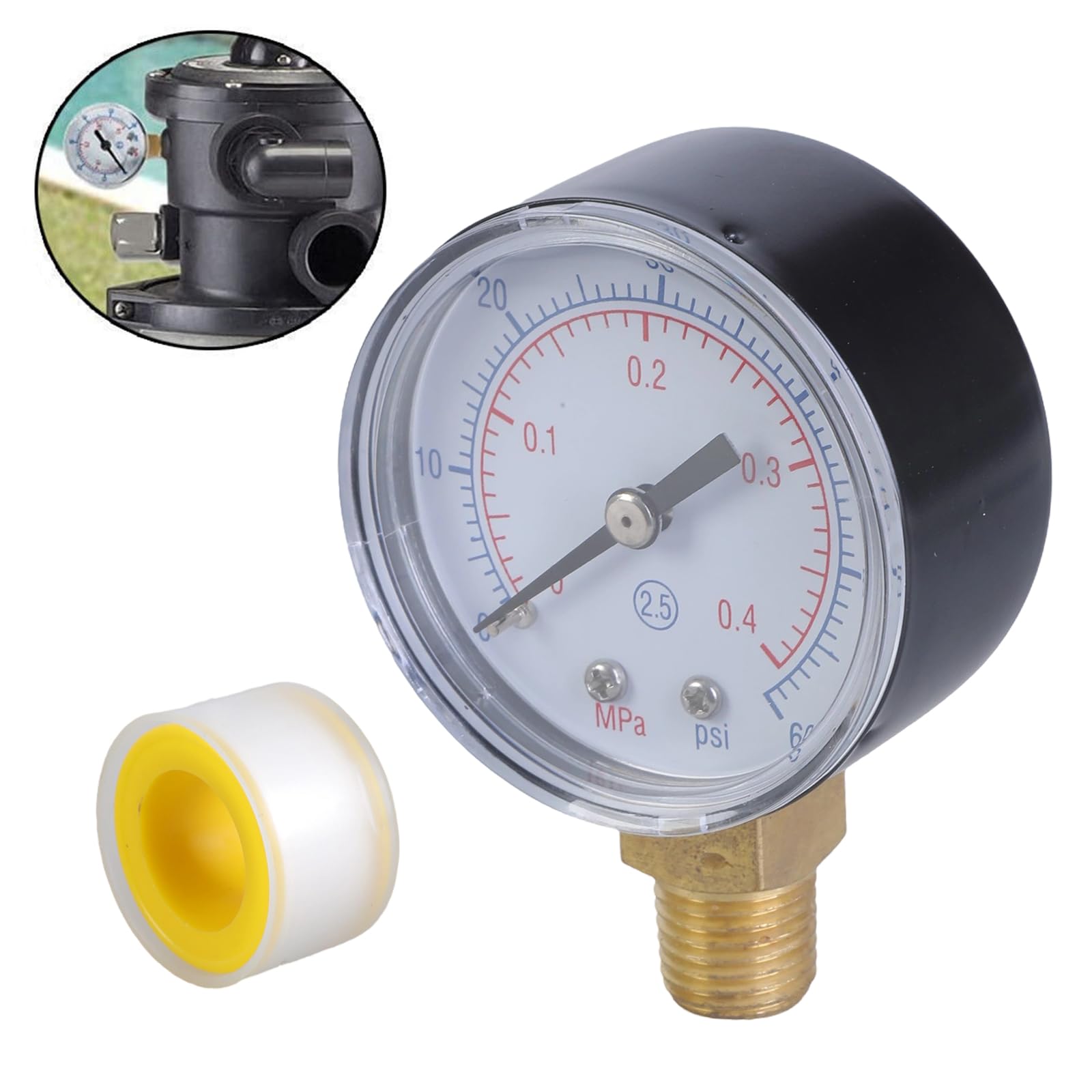 ECX270861 Public Pool Filter Pressure Gauge Suitable for Home Pools Professional Home Use