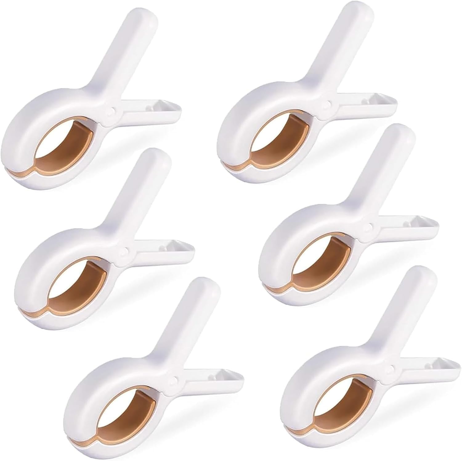 HEXONIQ® Plastic Towel Pins, Strong Grip Anti-Rust Spring, Heavy Duty Beach Towel Clips, Laundry Clothes Pins to Keep Your Towel, Clothes, Blanket Drying on Clothesline, Brown, Pack of 6
