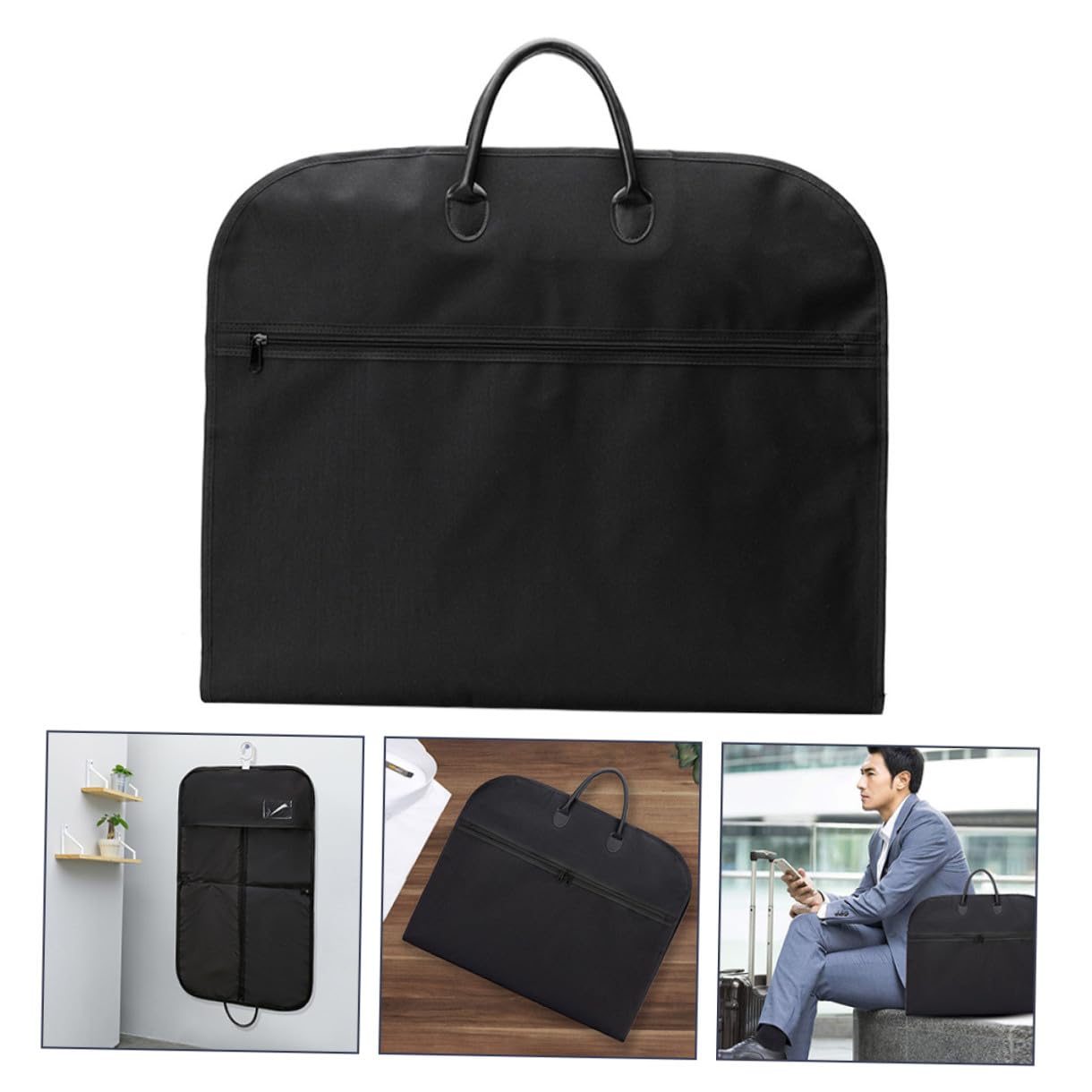 Bolsa de Ropa Portátil Plegable Negra de Tela Oxford para Viaje | Cubierta para Vestidos y Furs, Uso Business, 1, Resistente al Desgaste, Formato Plegable