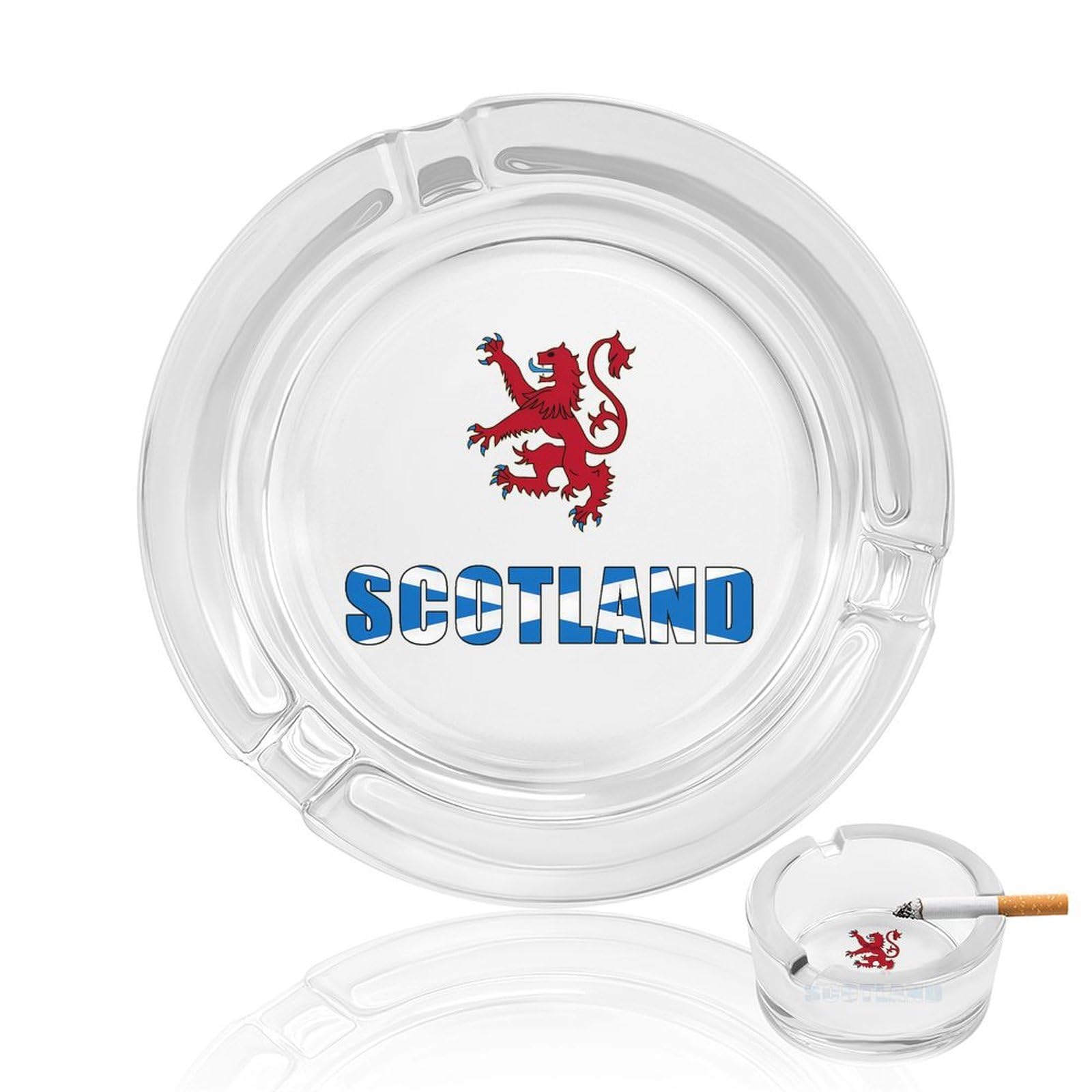 Nclqvjxzkhw Style Scotland Flag Scottish Lion Glass Ashtray Round Ash Tray Smoking Trays For Home Garden Outdoor