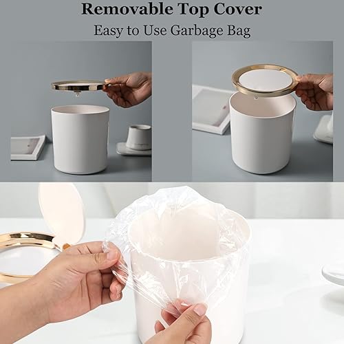 Miniatura 2 de Aiabaleaft Mini bote de basura con tapa y 60 bolsas de basura, pequeño cubo de basura para encimera de escritorio para dormitorio, oficina, cocina,