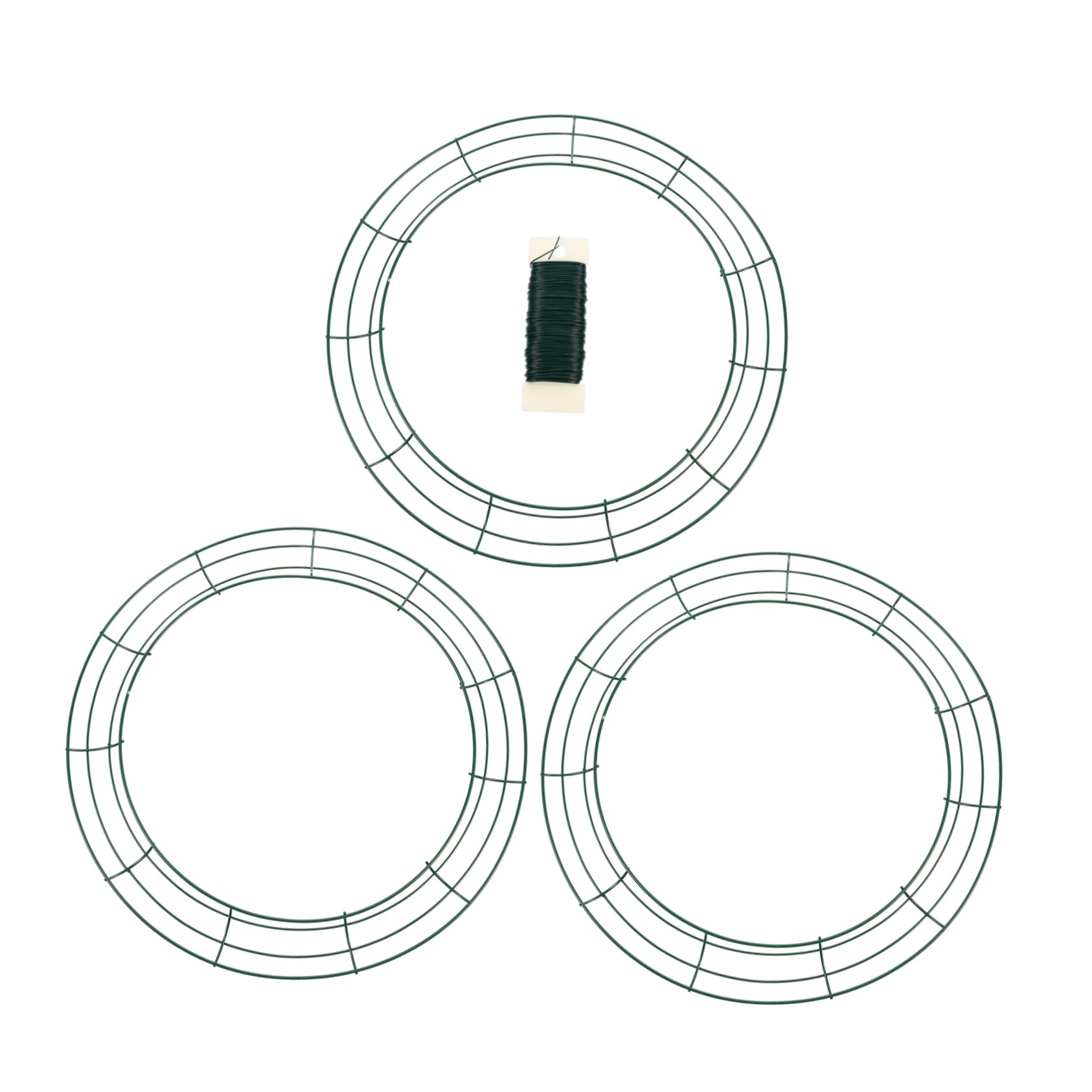 SOLUSTRE 3pcs Green Metal Wreath Frame DIY Wire Wreath Rings with Wire for Home Decor Holiday Crafts Indoor Outdoor Use for Christmas Year Special Events