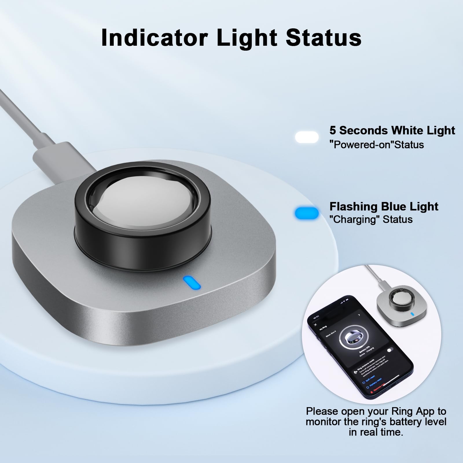 ZOOROO Chargeur compatible Aura-Ring Gen 3 Taille 9