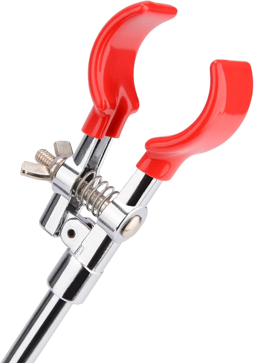 2-Prong Swivel Clamp, Sturdy Dual Prong Single Adjust Multipurpose Extension Grip Adjustable Lab Holder with 6.65 Inch Rod for Laboratory Use