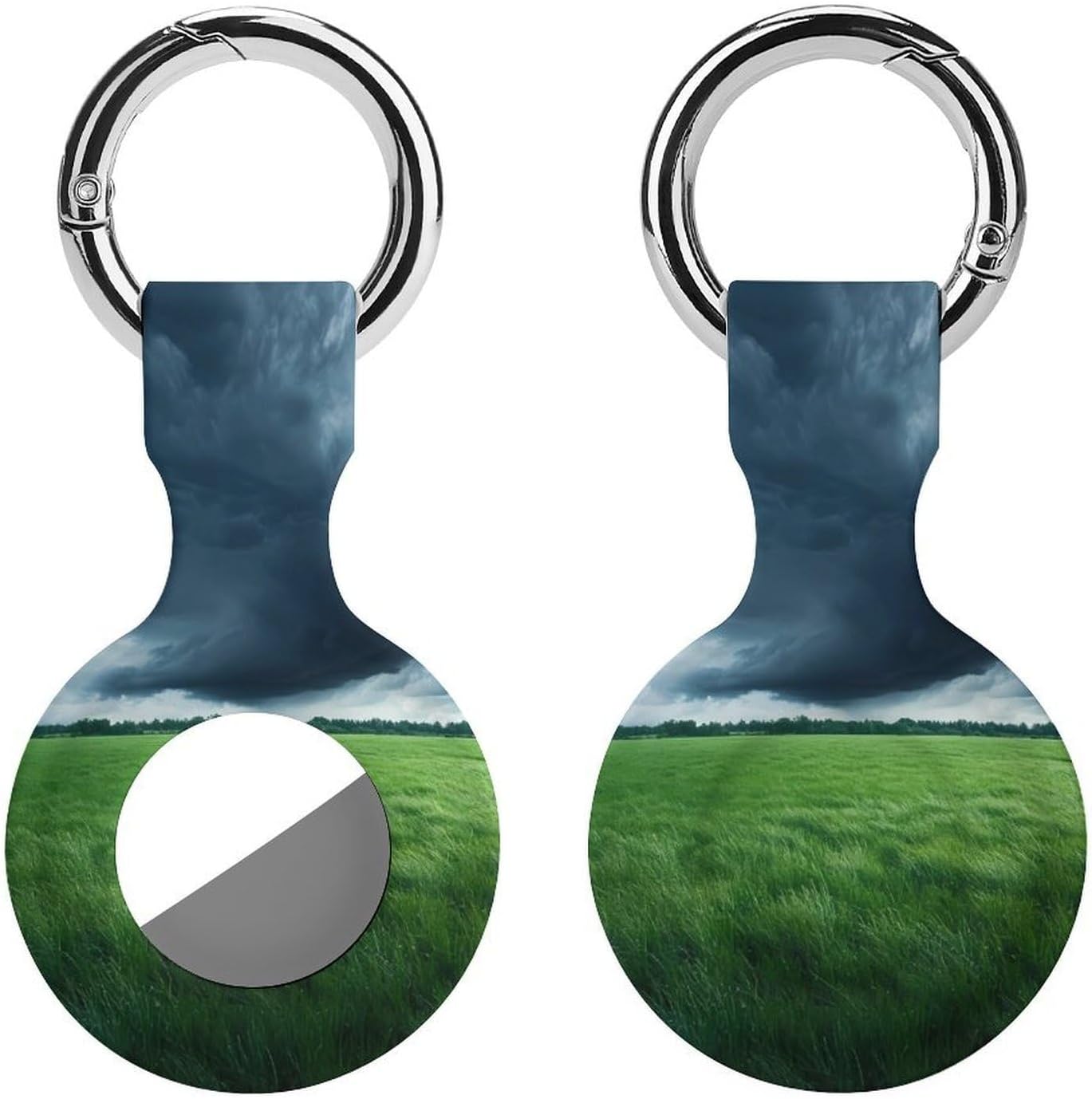 Dark Storm Clouds Funny Cover Compatible with AirTag Case Protector GPS Tracker Holder with Keychain