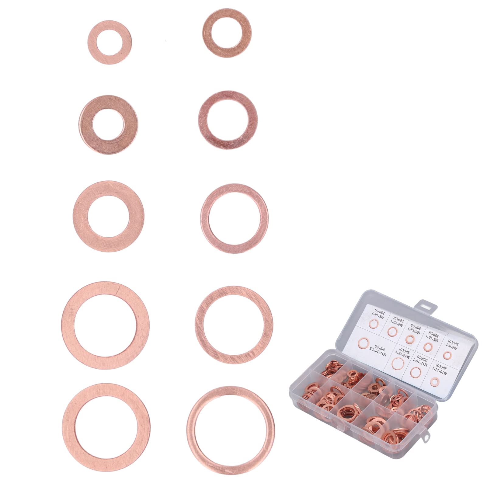 OLIE AFTAPPLUG PAKKING ROOD KOPER 200 STUKS VERWARMING VERWERKING AFDICHTINGSRING KIT 9 TYPES M5‑14
