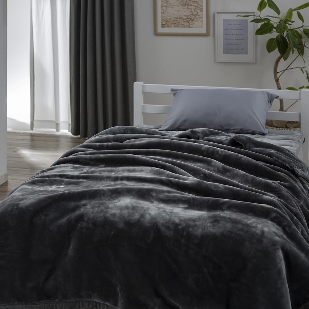 Amazon｜カインズ(CAINZ) 毛布 ダブル ダークグレー 2枚合わせ 極厚