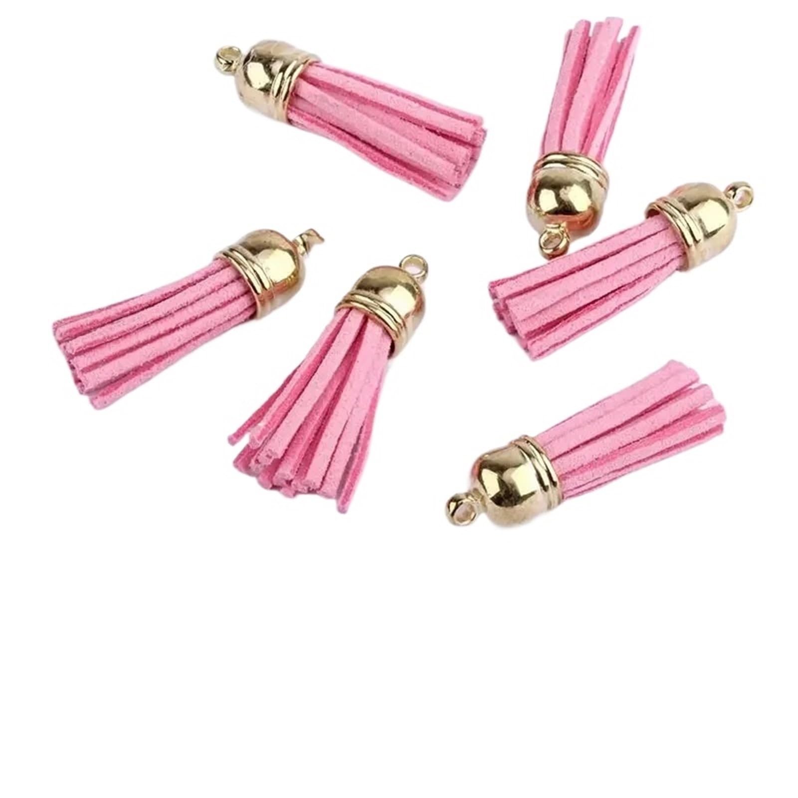 Mini Tassels 50Pcs Keychain Tassels Bulk Leather Tassels for Jewelry Making Colored Suede Tassel Pendant Keychain Accessory Craft Making for Crafts(Pink)