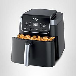 Ninja | Air Fryer | 6.5 QT Pro XL Capacity fits 9lbs of Wings | 6-in-1 Max Crisp, Air Fry, Roast, Bake, Reheat & Dehydrate | Nonstick Basket, Crisper Plate & Recipe Guide | Grey | AF181
