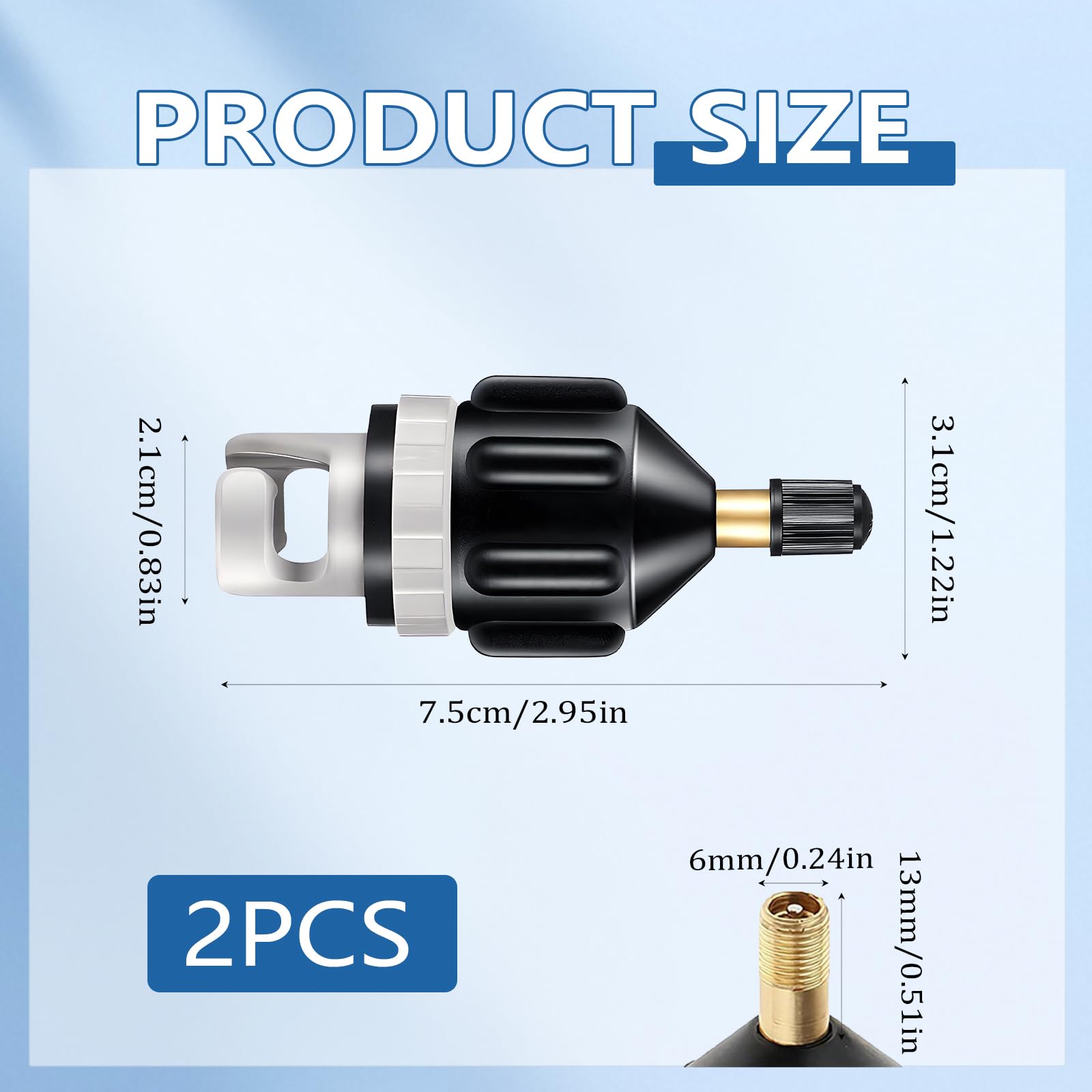 2 Piezas Adaptador de Válvula, Adaptador de Bomba SUP Inflable Adaptador Hinchador Paddle Surf Paddle Surf Inflador Accesorios para Tabla de Sup Botes Inflables Kayaks Colchón de Aire Paddle Board