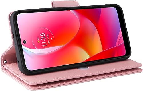 Miniatura 6 de LBYZCASE Funda para Moto G Power 2022, funda tipo cartera para Motorola G Power (2022), piel de lujo de alta calidad, bolsillo con cremallera,