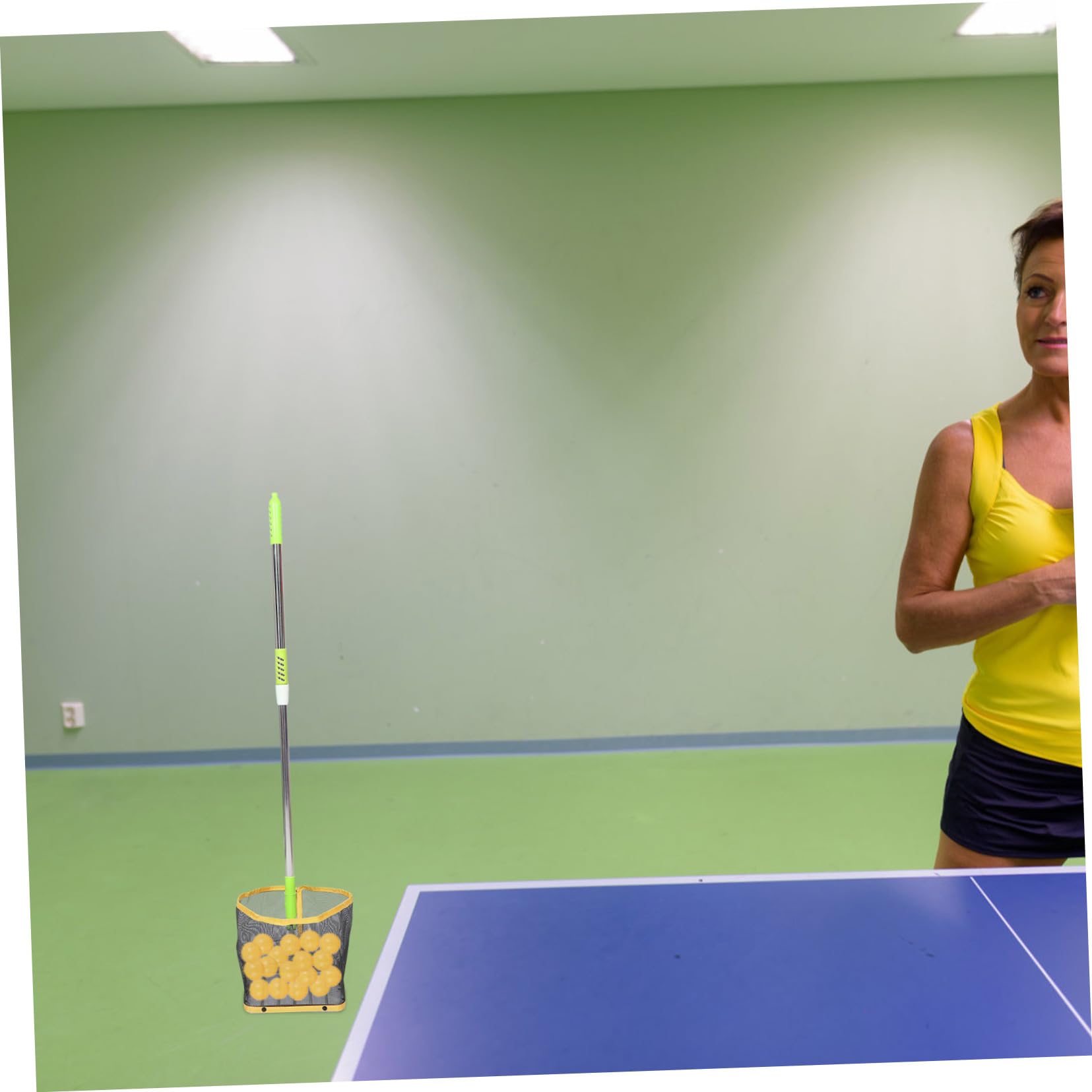 Happyyami Raccoglitore Palline Ping Pong Manico Staccabile, Outdoor | Grande Capacità, Struttura Robusta in Acciaio Inox e Abs, Portatile per Palline da Tavolo