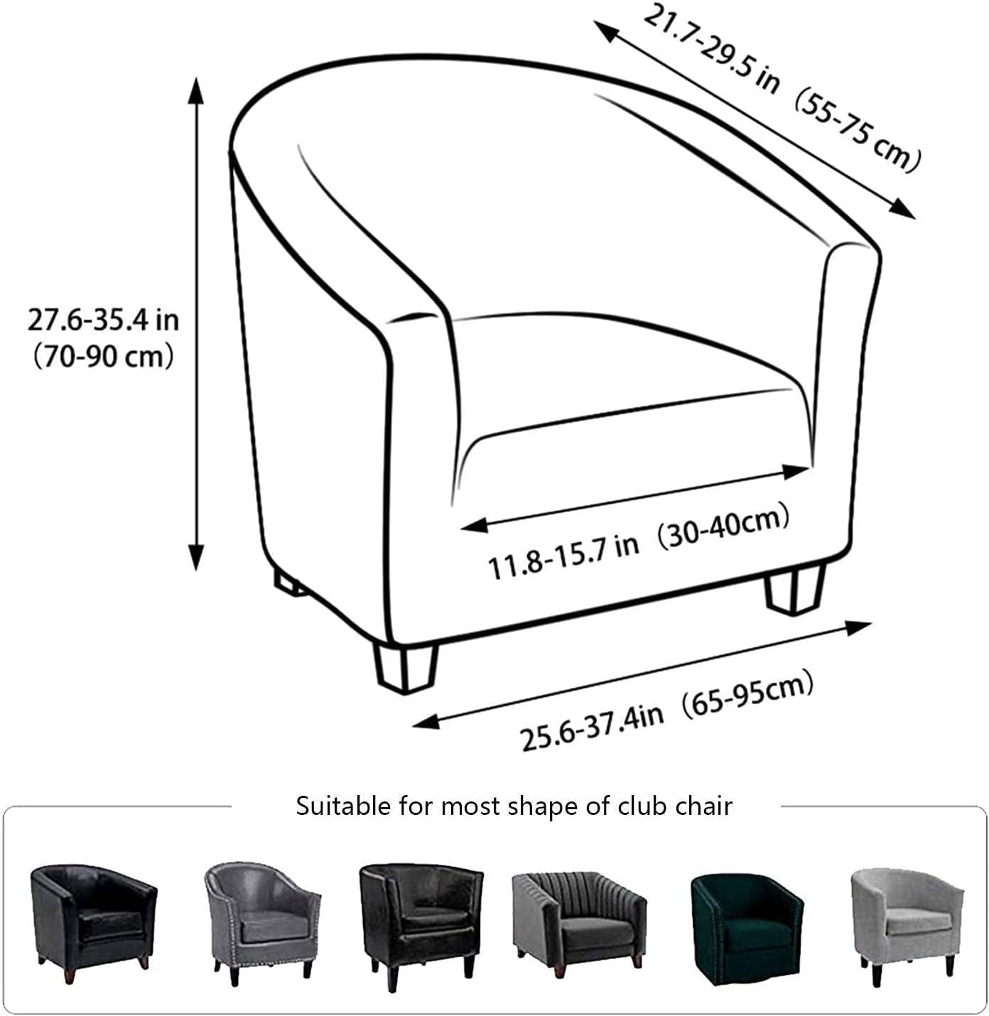 Konsilsa Stretch Club Chair Slipcover, Armchair Tub Chair Covers Furniture Protector for Living Room Arm Chair Cover Spandex Couch Covers (Color : White)