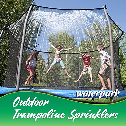 Trampoline Water Play Sprinklers for Kids, Boys Girls Fun Summer Outdoor Water Game Trampoline Sprinkler Accessoriesï¼ˆ32ftï¼‰