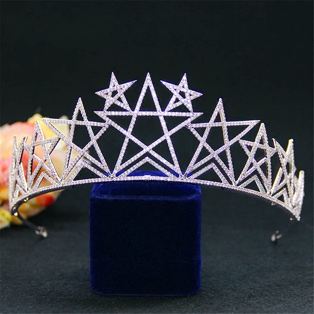 Tiara de Estrella de Cristal, Corona para Boda, Corona con Diamantes de imitación, Diadema para Novia, Tocado, Accesorios de Joyas para el Cabello para Mujer