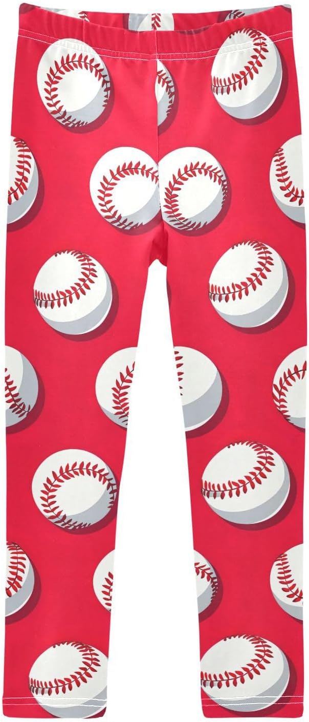 Girls Printed Yoga Pants Baseball Red