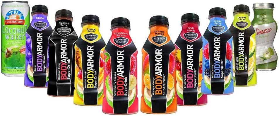 BodyArmor SuperDrink 16oz HEALTHY Variety COCONUT WATER and SOURSOP JUICE HIGH ANTIOXIDANT( Pack of 10 ) PLUS BONUS A PENCIL POUCH