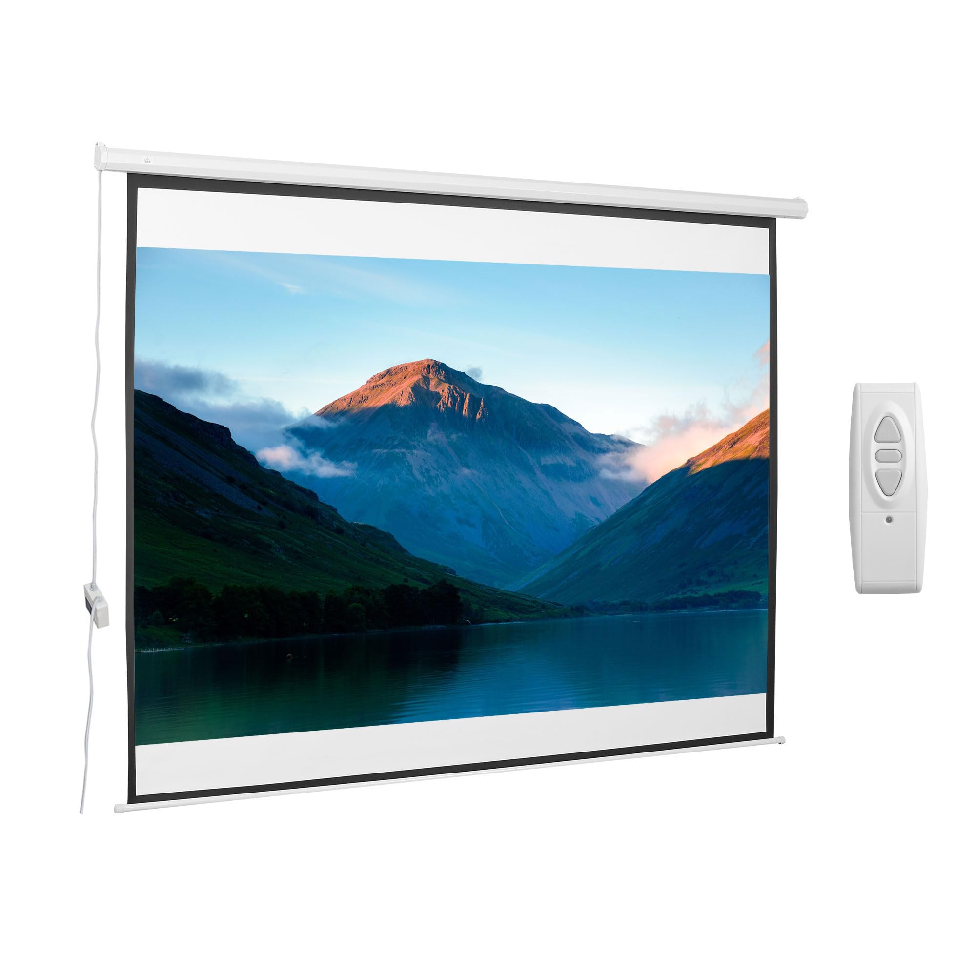 HOMCOM Telo Proiettore Motorizzato da 120 Pollici 4K HD Formato 4:3, Schermo Proiettore Motorizzato Elettrico Antirughe con Telecomando, Telo Videoproiettore per Casa, Cinema, Ufficio, Home, Bianco