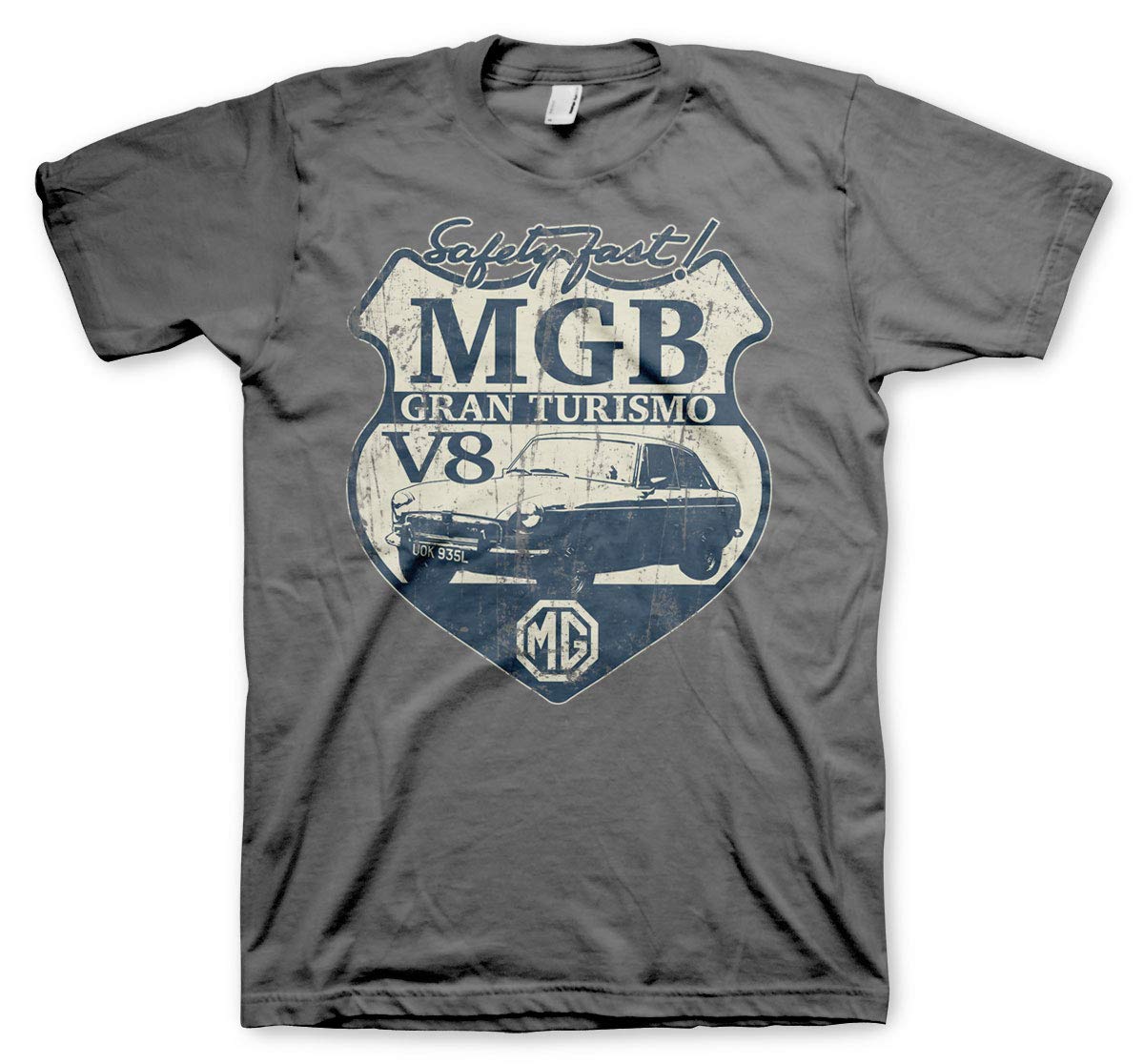Mg Men's Dark Grey Officially Licensed Mgb Gran Turismo T-Shirt (Dark Grey), L