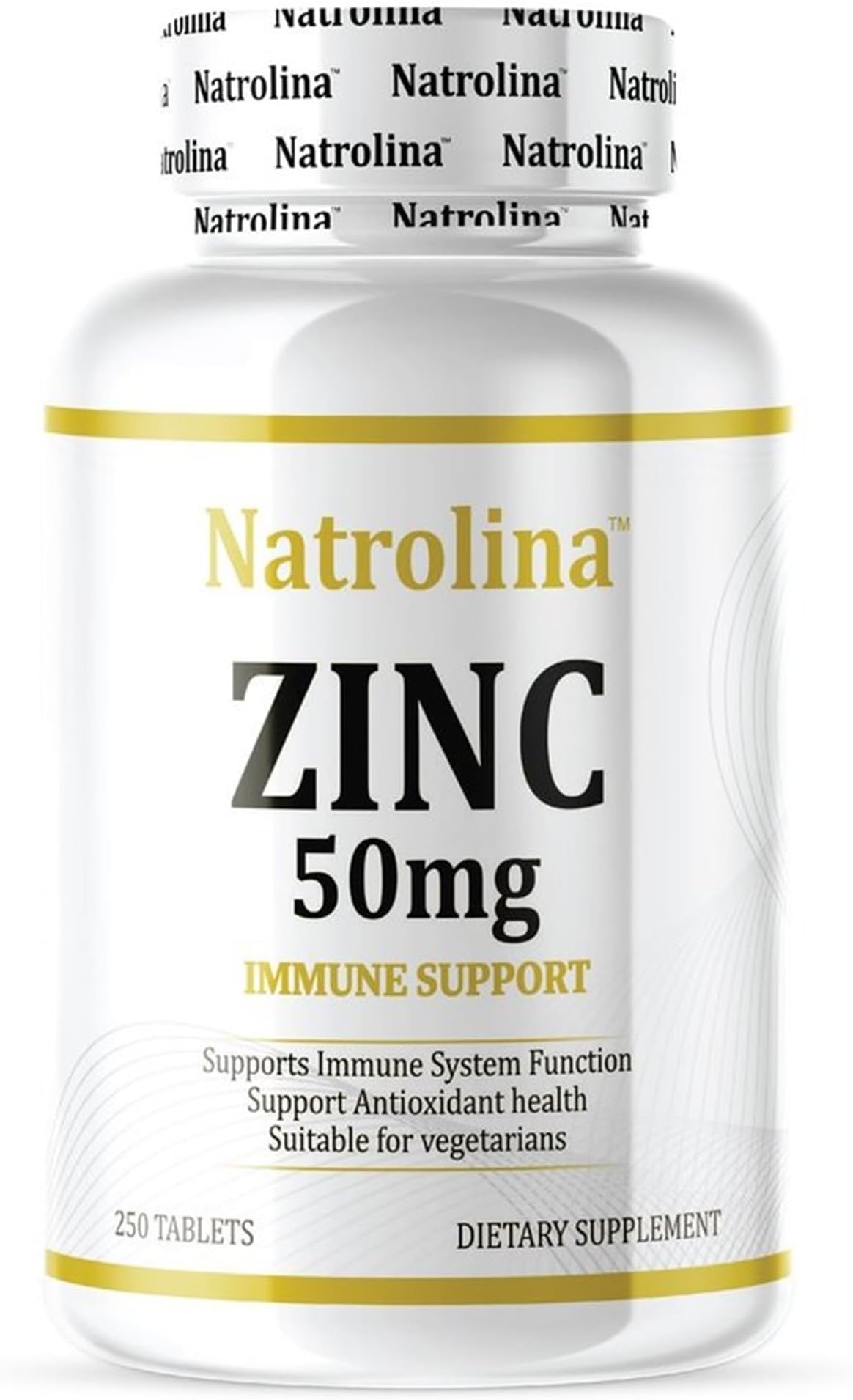 Natrolina Zinc Chelated 50mg 250 Tablets | Supports Immunity, Antioxidant Protection, Reproductive Function, Enzyme Activity, Skin Care | Essential Mineral Supplement | Gluten Free