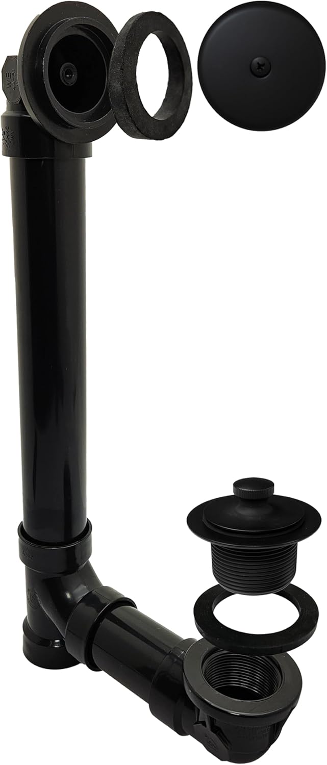 Westbrass Pull & Drain Sch. 40 ABS Bath Waste with One-Hole Top Elbow, Matte Black, D49711-62