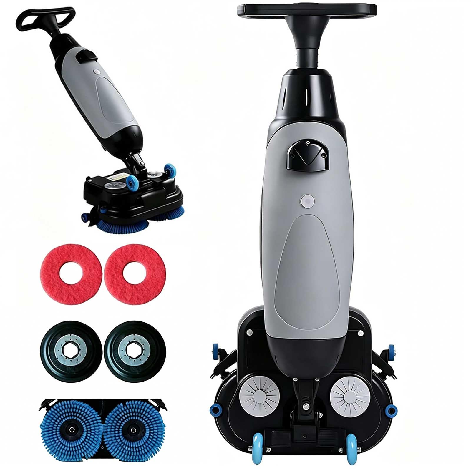 aromaoveite Floor Polisher Commercial, 17" Carpet Cleaning Machine, Floor Buffer Scrubber,170 Rpm, Coverage 12000 Sqft/H,Equipped With A 4.5l Fresh Water Tank And A 7.5l Wastewater Tank gray