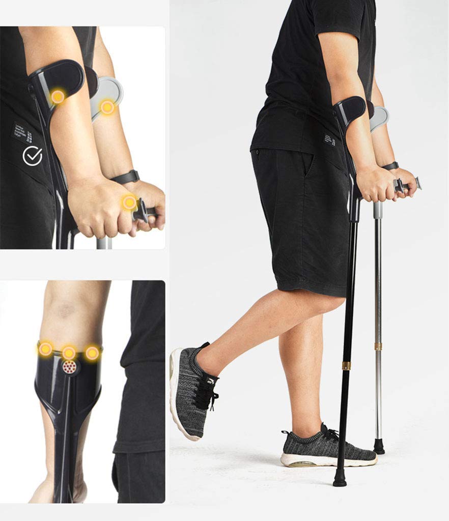Muletas de antebrazo Muletas de antebrazo de aluminio ajustables Muletas de brazo ligeras y telescópicas ajustables Bastón de aleación de aluminio Adecuado para adolescentes adultos Muletas de brazo