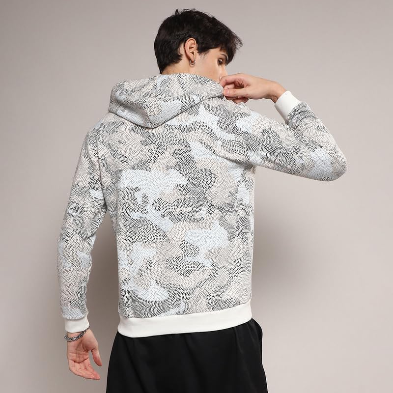 Image of CAHOOT Men's Dark Blue Zip-Front Hoodie with Contrast Drawstring for Casual Wear | Long Sleeve | Hooded Neck | Zipper Closure | Cotton Sweatshirt Crafted with Comfort Fit for Everyday Wear