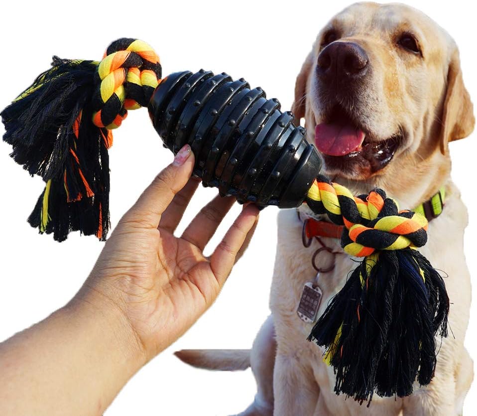 Durable Dog Chew Toys for Aggressive Chewer, Combine Ball Rope Dog Toy 13.5 Inch Nearly Indestructible Dog Toy with Convex Design for Puppy Small Medium and Large Dogs 1test