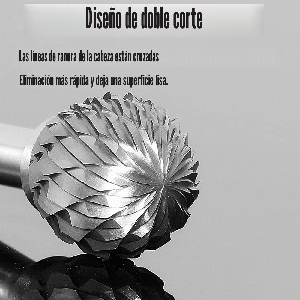 Juego de fresas rotativas de carburo de tungsteno para dremel, 10 piezas de vástago de 1/8" para tallado de bricolaje madera, pulido de metales, grabado, taladrado
