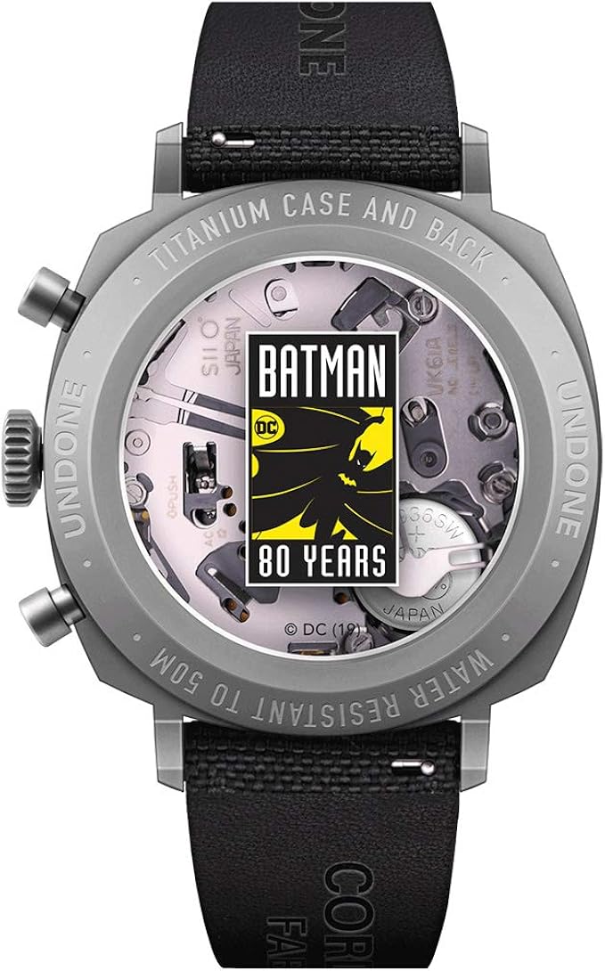 Undone Batman Caped Crusader Cronografo Ibrido Meccanico Quarzo Titanio  Nero Giallo Cordura Orologio Uomo : Amazon.it: Orologi