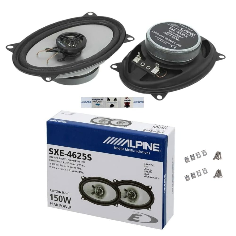 Paire Haut-parleurs Coaxiaux Alpine SXE-4625S 4x6" (10x15 Cm) - 40W RMS / 300W Max, 2 Voies