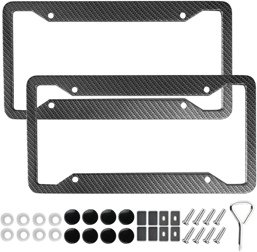Universal License Plate Cover, 2 Packs Clear License Plate Protector with Fastening Screws, Screw Driver,12.2"x6.3"