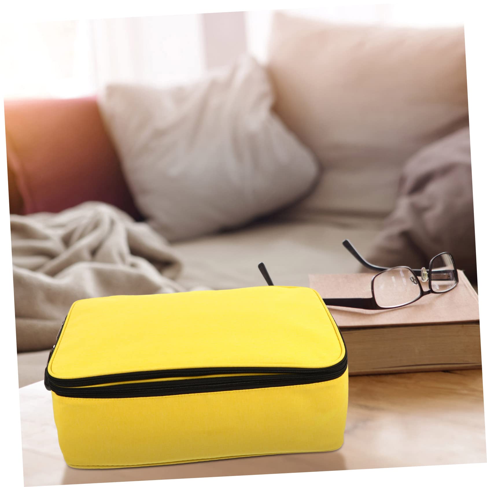 MAGICLULU Borsa Porta Documenti Viaggio Grande Capacità con Lucchetto | Tessuto Cationico Giallo, Doppia Cerniera con Codice, Cuciture Strette e Protezione Acqua