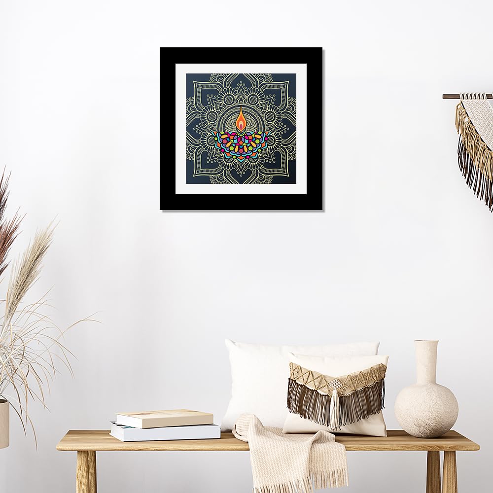 DEKORSTATION Wall Paintings for Living Room Bedroom, Office Framed Mandala Wall Art Print/Posters/Painting for Wall Decoration (12x12 Inches) 1