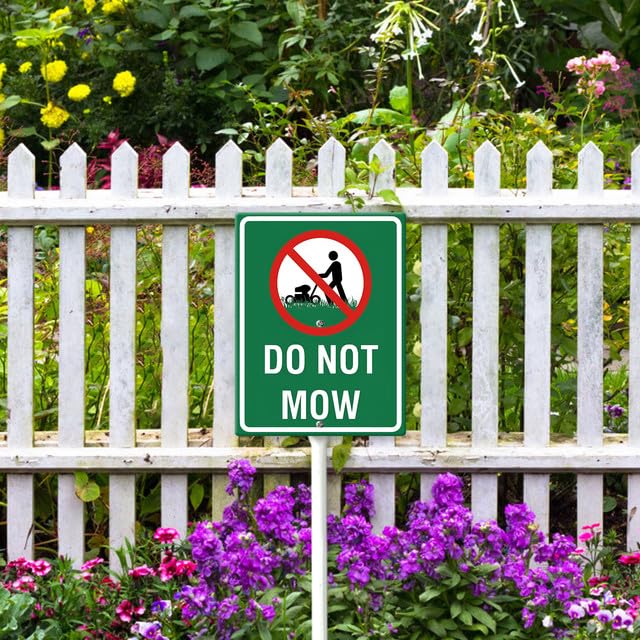 2 Schilder "Do Not Mow" – Aus Aluminium, Wetterfest, Mit Pfahl, 20,3x71,1 Cm, Rot