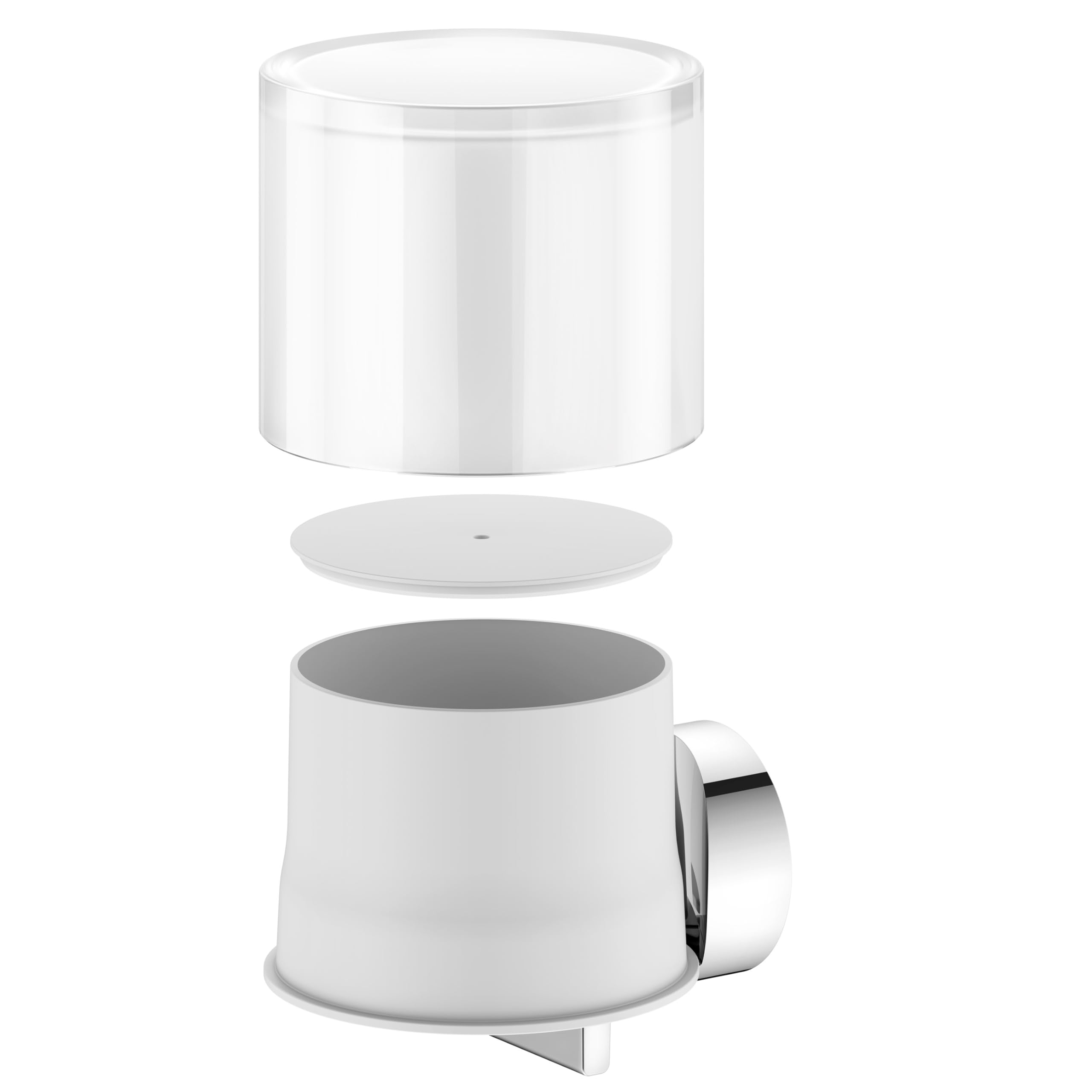Keuco Reva Dispensador de jabón con Vaso deslizable, 140 ml, Metal Cromado | Made in Germany, recargable, incl. tornillos y tacos, dosificador de loción para taladrar