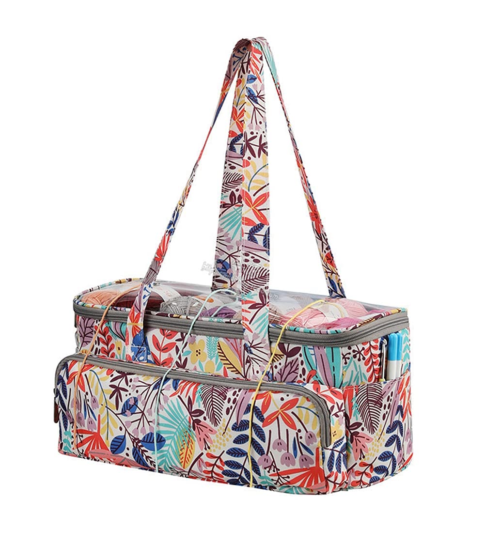 Sac De Rangement Pour Crochet Sac De Rangement Tricot & Laine – Tissu Oxford Bleu – Poches Organisatrices Pour Fils, Aiguilles, Crochets