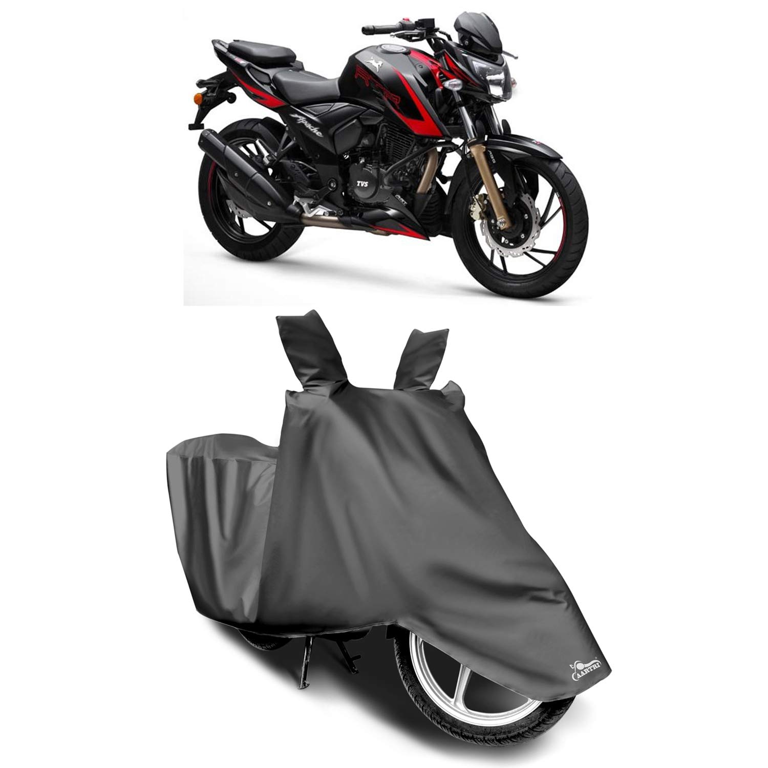 Cover Lab - TVS Apache 200 New BS6 Water Resistant - Dust Proof - Full Bike Scooty Two Wheeler Body Cover for TVS Apache 200 (Grey)