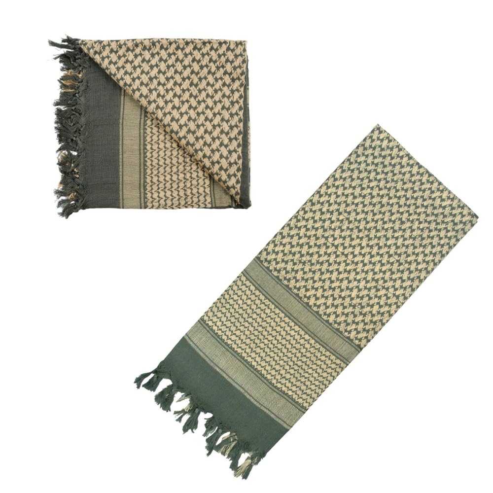 Cotton Shemagh Keffiyeh Scarf – Lightweight Tactical Desert Head Neck Wrap, Sun Protection Outdoor Scarf for Summer Hiking