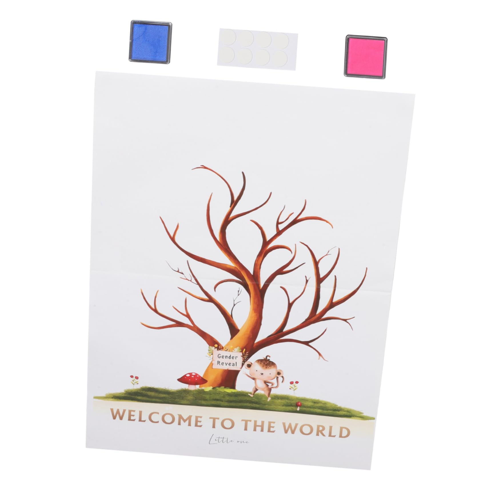 Sewroro 5sätze Fingerprint Baum Gästebuch Für Gender Reveal Party Einzigartige Fingerabdruck-Design Mit Poster Stempelkissen Klebepunkt Für Babyparty Und Erinnerungen
