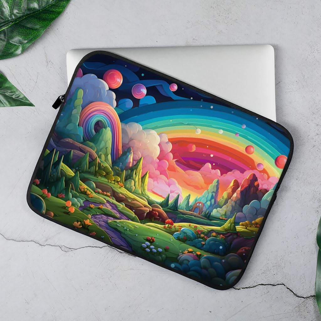 Rainbow Art 2-Sided Print Mac Book Pro 14" Sleeve - Rainbow Lover Present - Art Lover Gift Ideas image 2